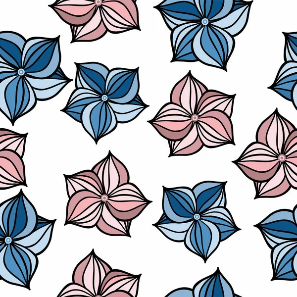 Stora vektor blomma kronblad på en vit bakgrund. Blommor sömlös mönster. — Stock vektor