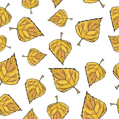 Seamless pattern with leaves on an isolated background. Windy colored leaves.