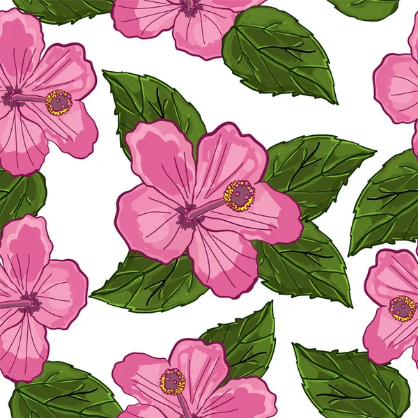 Seamless pattern with flowers and leaves on an isolated background. Vector pattern. — 图库矢量图片