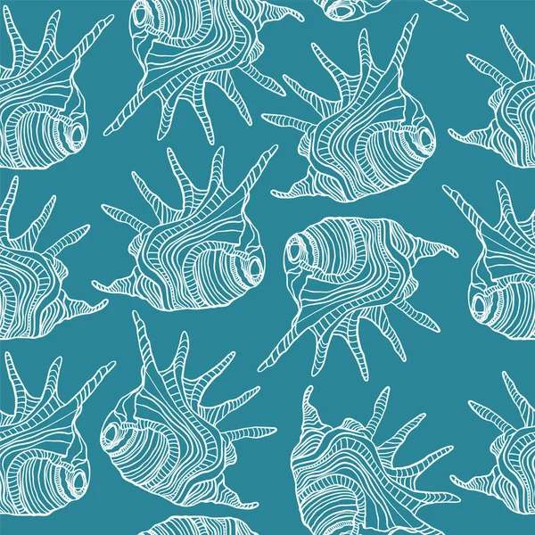 Seamless pattern with seashells. Vector composition template with nautical elements. For printing on fabric, paper. — Stock Vector