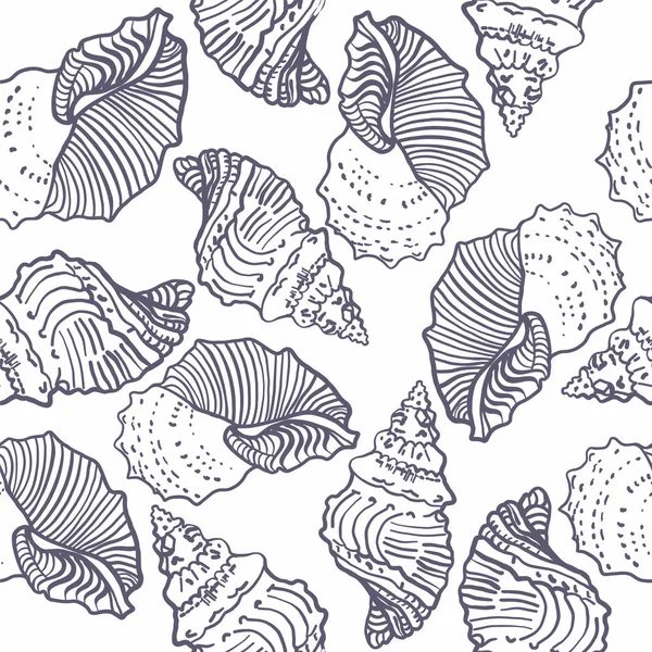 Seamless pattern with seashells. Vector composition template with nautical elements. For printing on fabric, paper. — Stock Vector