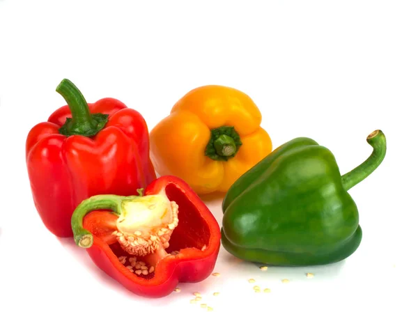 Assorted bell peppers isolated on a white — Stock Photo, Image