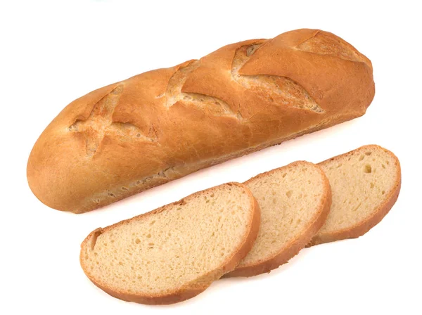 Roti yang baru dipanggang terisolasi pada latar belakang putih — Stok Foto