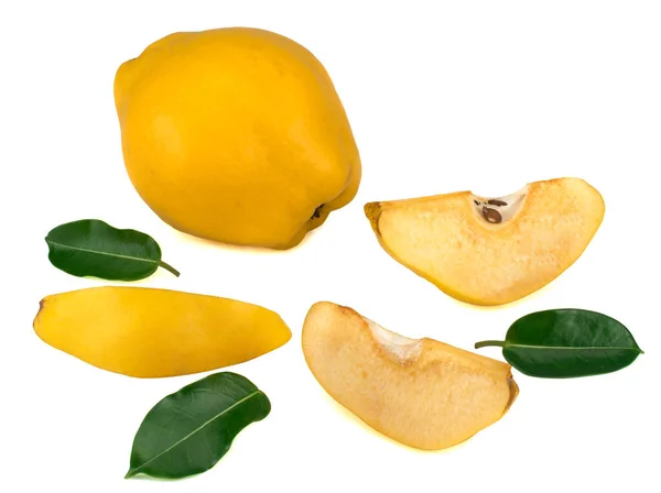 Fresh yellow quinces on white — Stock Photo, Image