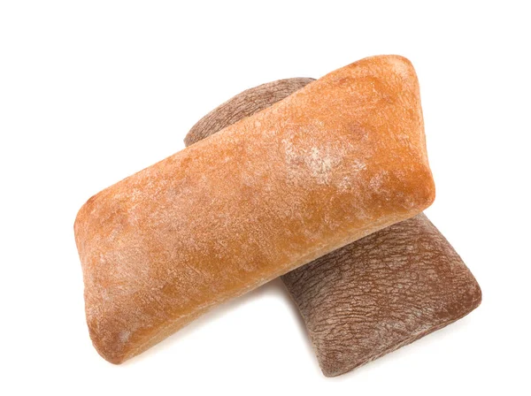 Ciabatta olasz kenyér, elszigetelt fehér alapon — Stock Fotó