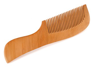 Tek ahşap tarak izole üzerinde beyaz arka plan