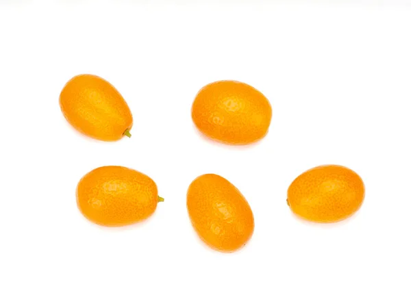 Modne kumquat-frukter, isolert på hvit bakgrunn – stockfoto