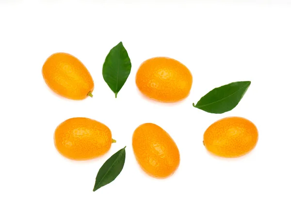 Fruits kumquat mûrs, isolés sur fond blanc — Photo