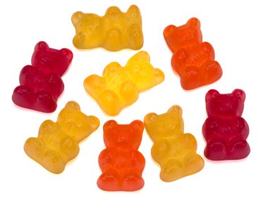 Beyaz arka planda renkli jelibon ayıcıkları