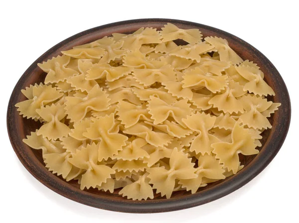 Italiensk Pasta Farfalle Platta Vit Bakgrund — Stockfoto