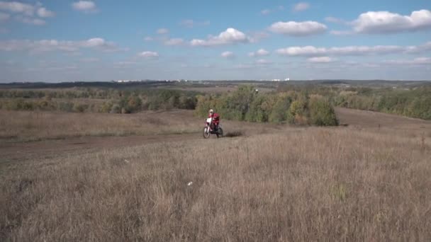 Kiev Och Ukraina Okt 2016 Motocross Rider Snabbt Rider Motorcykel — Stockvideo