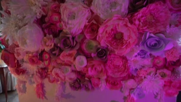 Photo Zone of Artificial Flowers at the Festival — Stockvideo