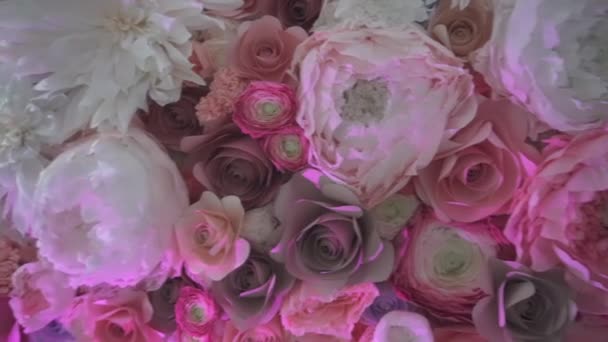 Many Beautiful Decorative Artificial Flowers — Stock Video