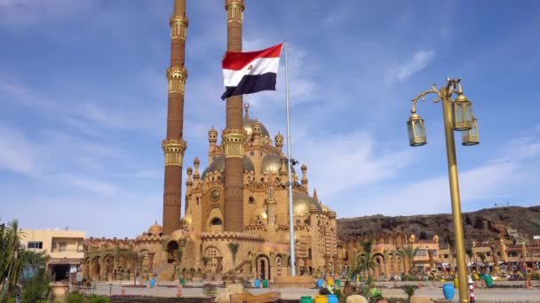 Drapeau égyptien sur le fond d'une mosquée — Video