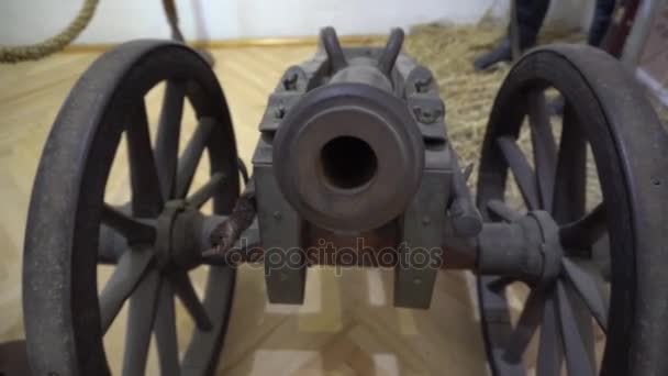 Close-Up of Field Gun in the Museum — Stock Video