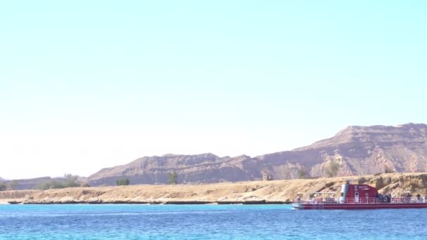 Pontje vrachtschip in de baai — Stockvideo