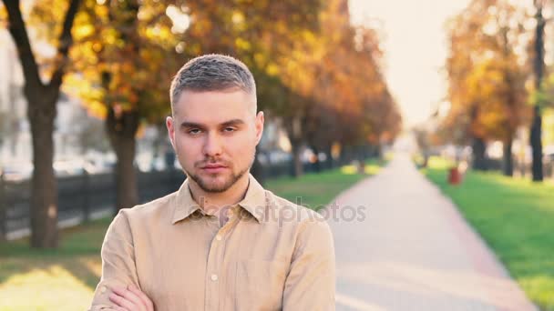 Portrait of young sad man — Stock Video