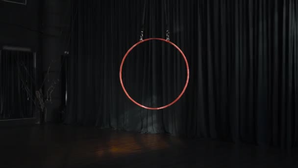 Circus ring in air against cloth on background — Stock Video