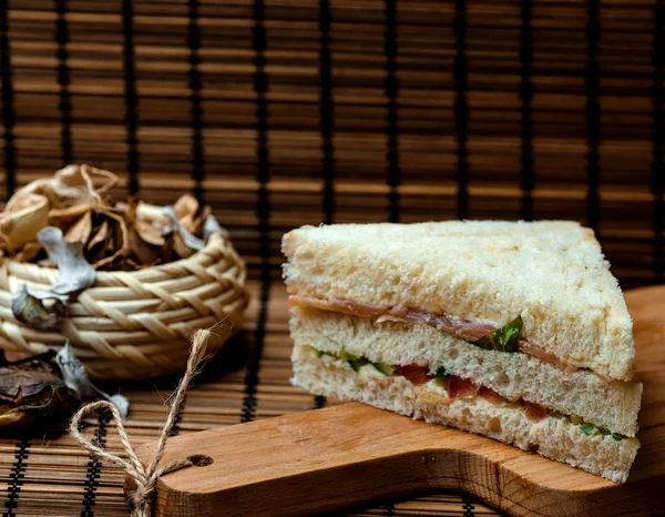 Sandwich with white bread on desk — Stock Photo, Image