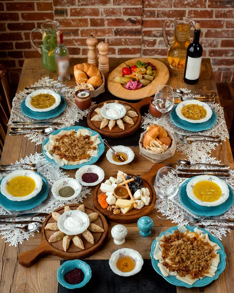 Traditional Azerbaijani Kitchen Top View — Stock Photo, Image