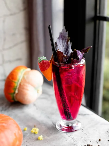 Purple Iced Cocktail Basil — Stock Photo, Image