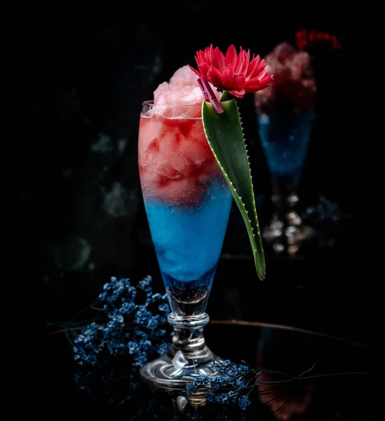 Watermelon blue cocktail on the table — Stock Photo, Image