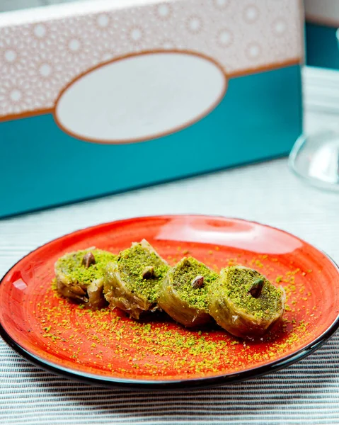 Plato Rollos Pajlava Turca Con Pistacho — Foto de Stock