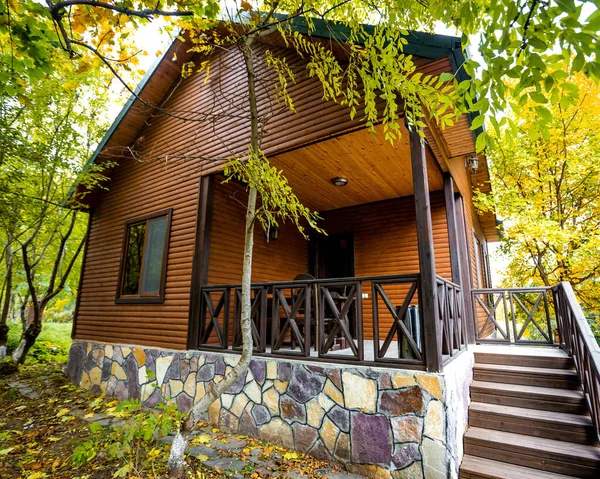 Gorgeous wooden house in the forest _ — Stok fotoğraf