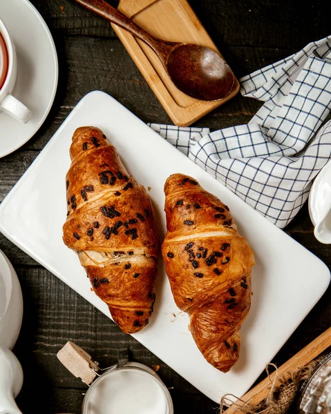 croissants topped with chocolate chips