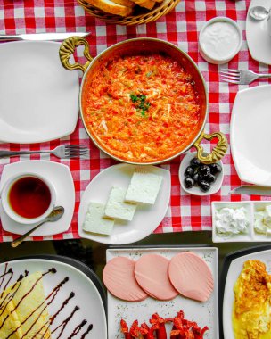 breakfast set with various food ___
