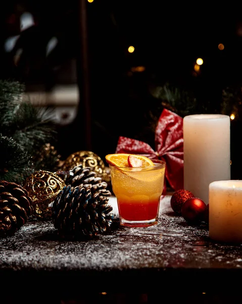 Tropical juice with crushed ice and orange slice — Stock Photo, Image