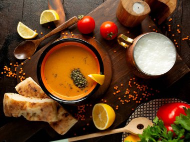 lentil soup with dried herbs and lemon