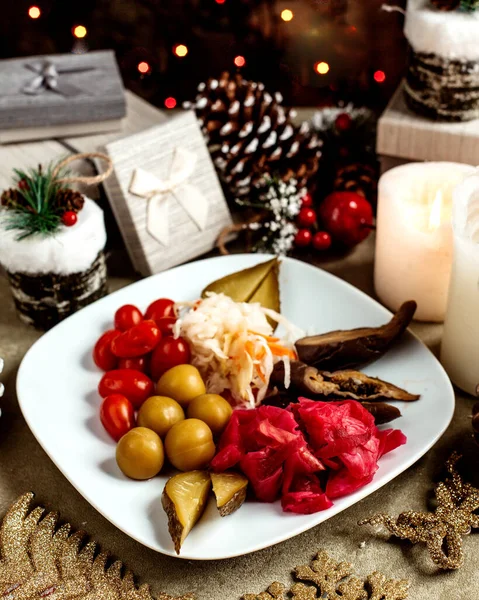 Plate Mixed Pickles — Stock Photo, Image