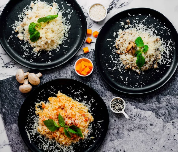 rice and mushrooms with cheese on top