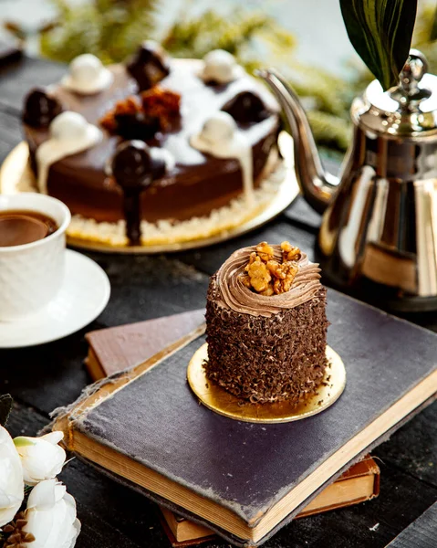 Gâteau Chocolat Servi Sur Table — Photo