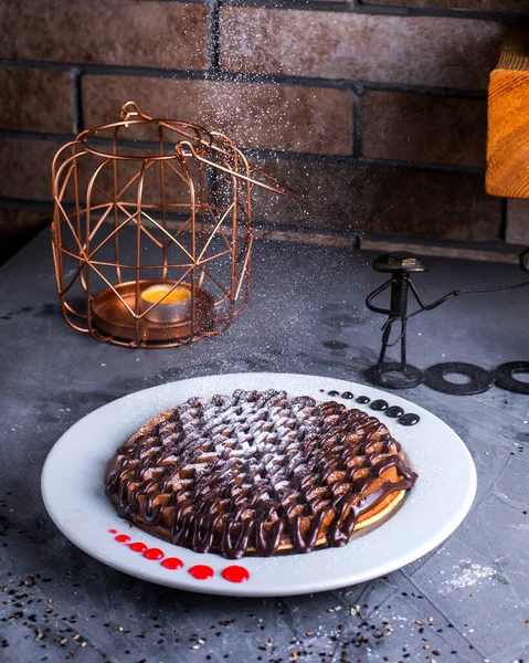 Tortitas Con Chocolate Mesa — Foto de Stock