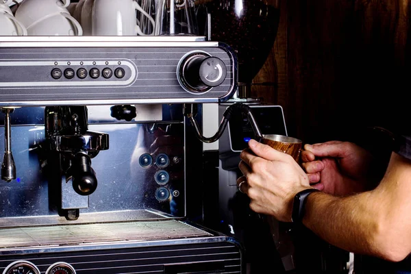 Barista Preparing Coffee Coffee Machine — Stock Photo, Image