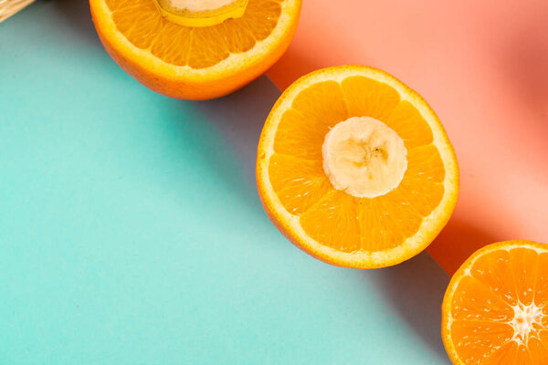 chopped oranges on a table