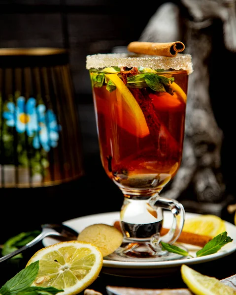 Fruit Tea Cinnamon Table — Stock Photo, Image