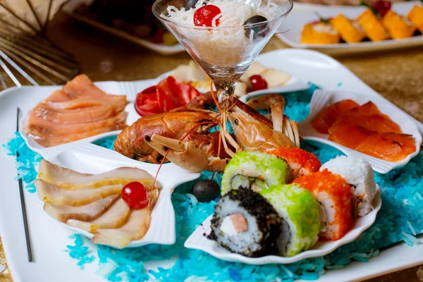 Verschillende Sushi Tafel Gezet — Stockfoto