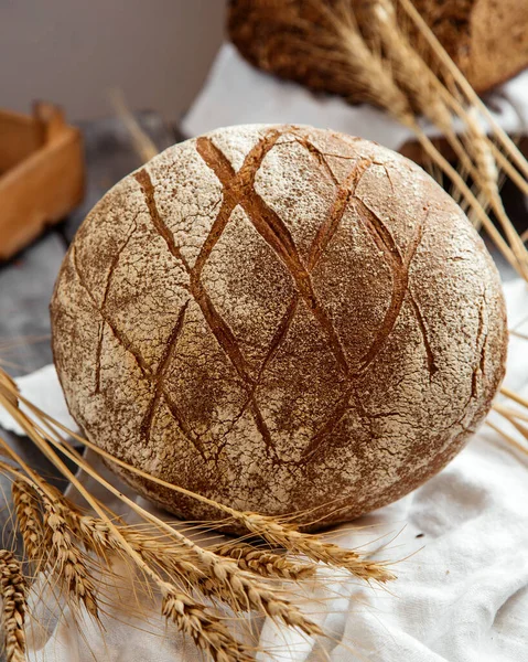 Side View Sourdough Bread Wheat Table — Stock Photo, Image