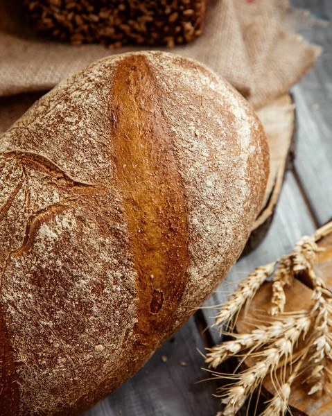 Top View Sourdough Bread Wheat Table — Stock Photo, Image