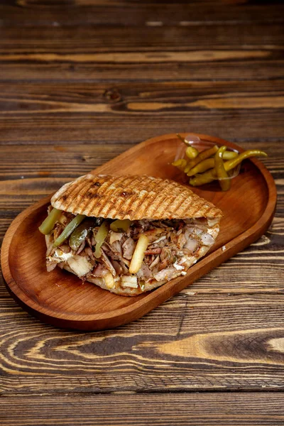 Meat Doner Bread French Fries — Stock Photo, Image