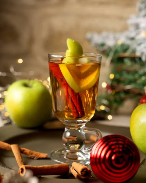 Apple Cinnamon Drink Glass — Stock Photo, Image