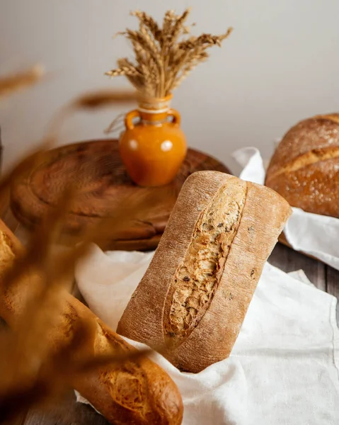 Side View Ciabatta Bread Table — Stock Photo, Image