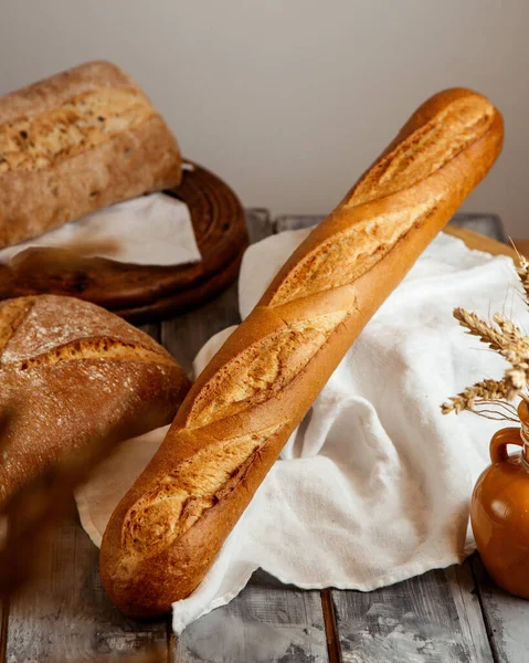 Side View Baguette Bread — Stock Photo, Image