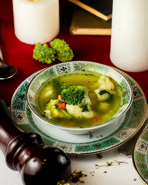 Gemüsesuppe Mit Karottenbrokkoli Und Blumenkohl — Stockfoto