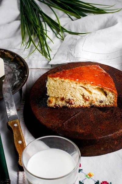 Torta Doce Com Leite Mesa — Fotografia de Stock