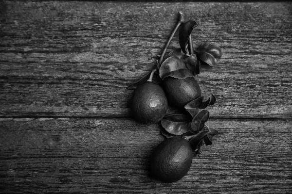 Svart Och Vitt Stilleben Lime Gammal Shabby Bakgrund — Stockfoto