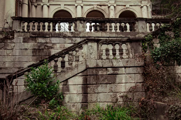 Sochi Territorio Krasnodar Rusia 2020 Antiguo Edificio Abandonado Castillo Con — Foto de Stock